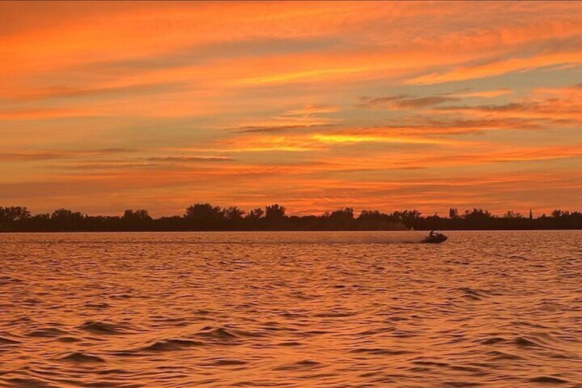 Sunset from boat at Anna Maria Island sound