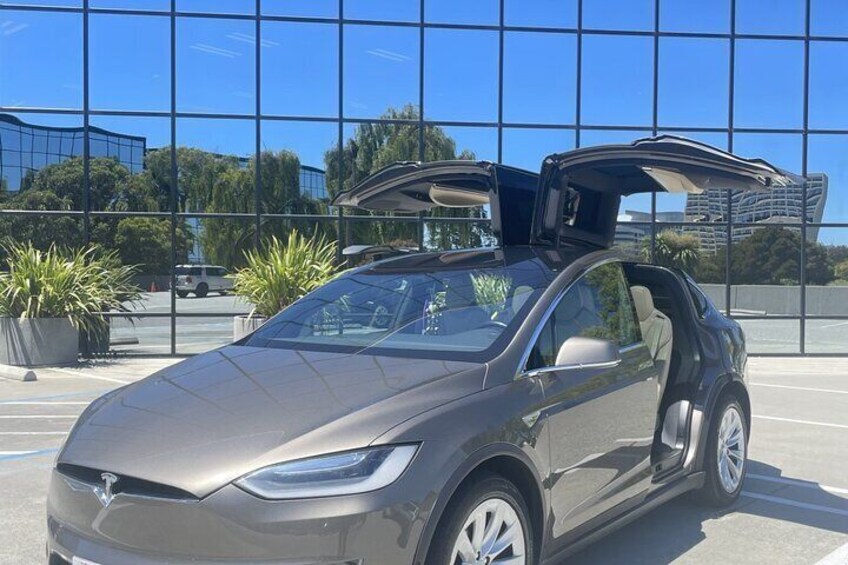 Experience the Bay Area in luxury with our exclusive Tesla Model X day tour. Glide through iconic sights and hidden gems in style and comfort, all while enjoying the cutting-edge innovation of this al