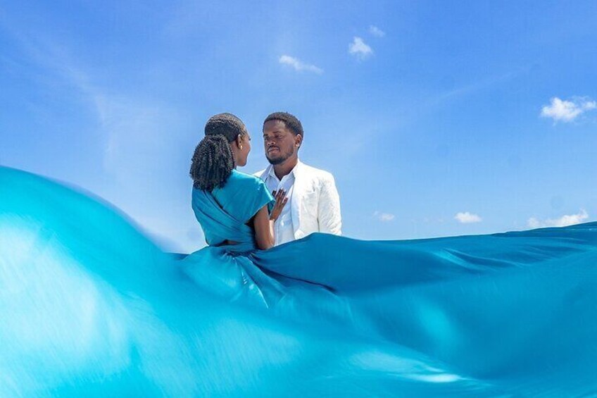 Flying Dress Photography in Turks and Caicos island