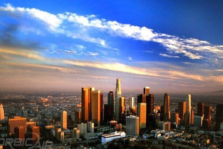 LA Downtown View From Helicopter 