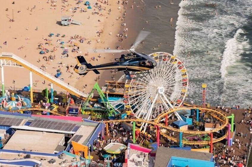 Santa Monica beach View from Helicopter