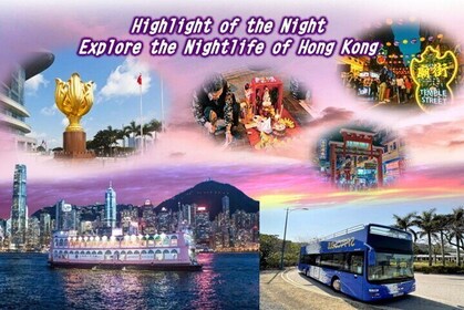 HK Night Cruise with Dinner , Open Top Bus and Temple Street Tour