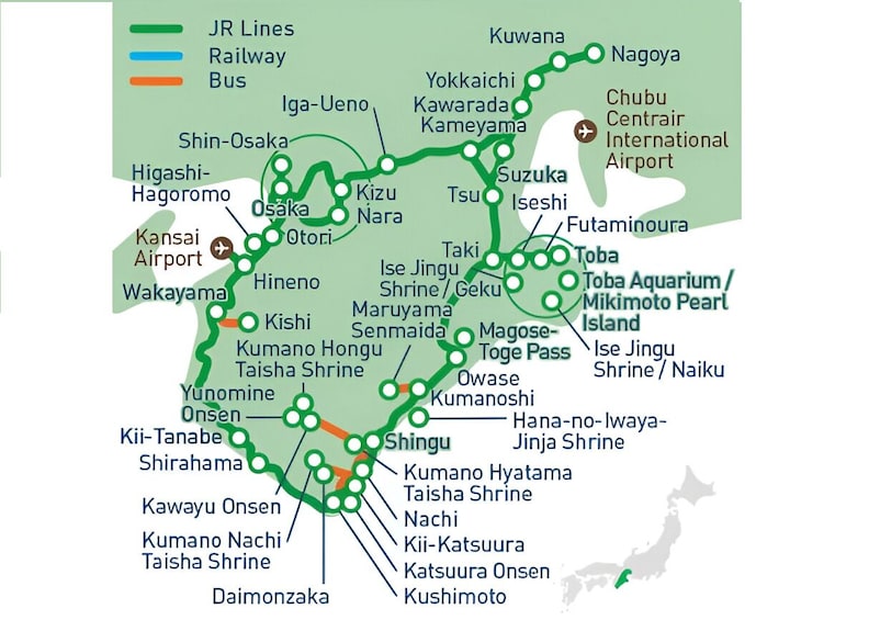 Japan: JR Central-West Ise-Kumano-Wakayama Area Tourist Pass