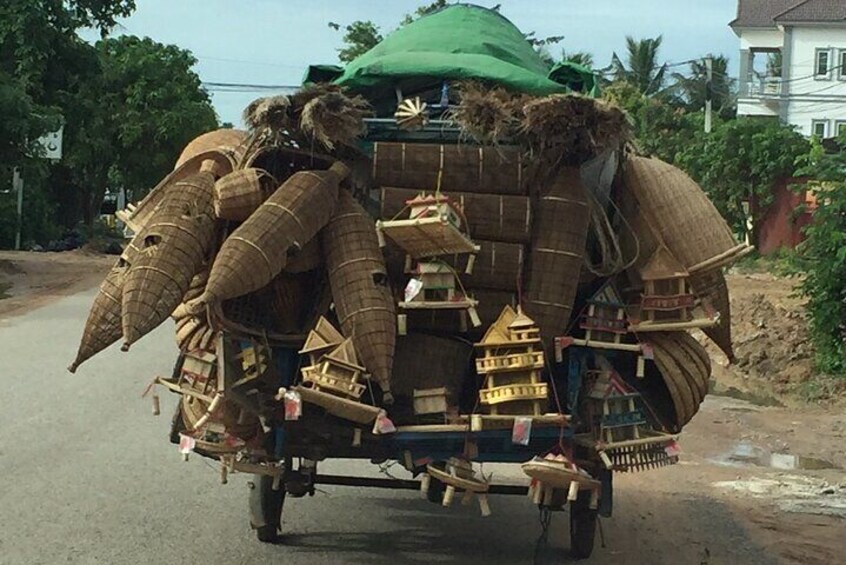 Local remork transport their hand made handicrafts to sell along the road. 