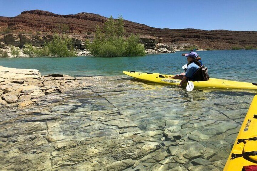 Limestone shale shallows are very interesting to paddle over.