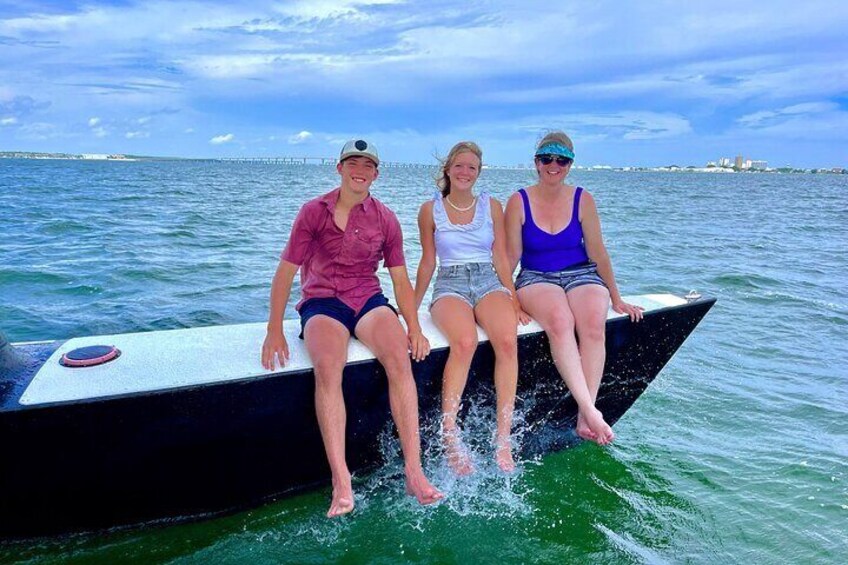 Families love chilling out, up on the bow!