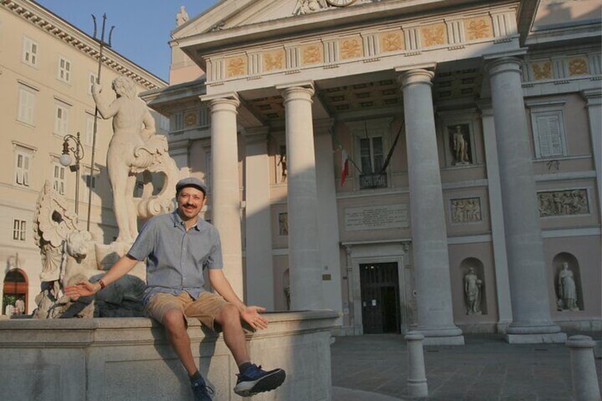 Jerome at the Neptune Fountain, in Piazza della Borsa