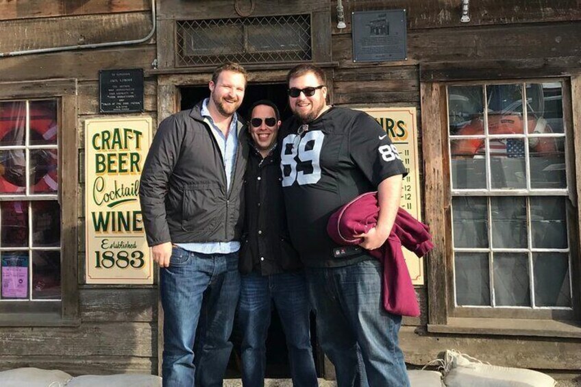 Craft beer drinkers outside Heinhold's (where you'll meet your guide)