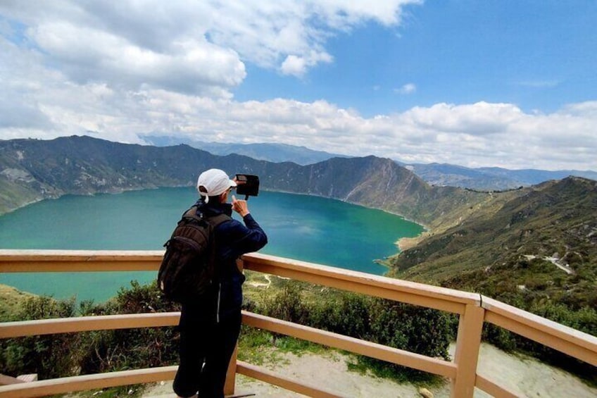 Quilotoa Lagoon Viewpoint. Lagoon of volcanic origin.