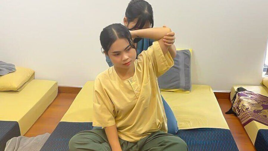 Our Therapist Performing Traditional Khmer Massage