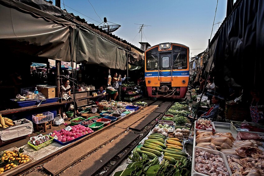 Maeklong Market on the Train Tracks & Swimming Monkeys
