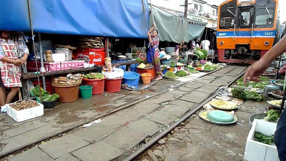 Maeklong Market on the Train Tracks & Swimming Monkeys
