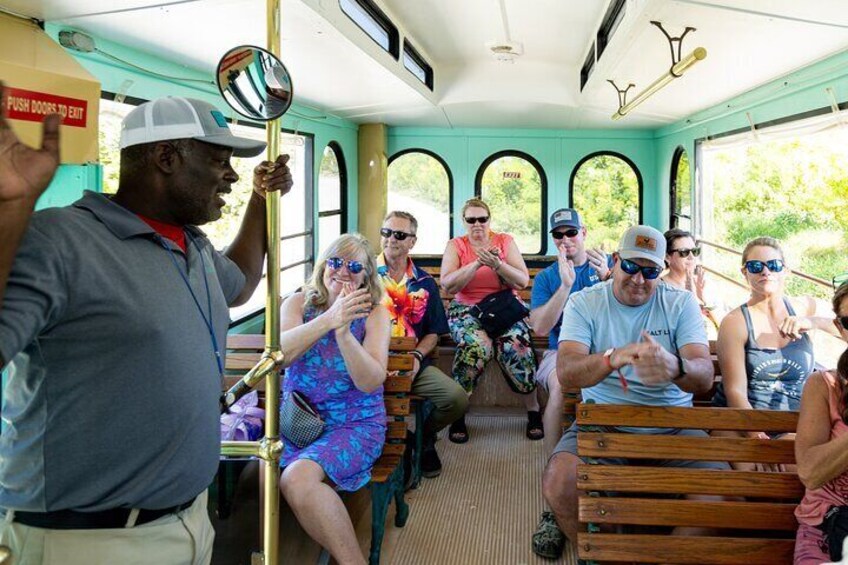 Tour Guide explaining the layout of our island