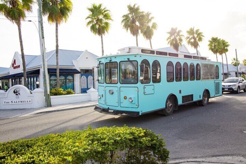 "Penny" our Trolley for Turks Tour Company Hard to miss our Turquise Trolleys around the island. 