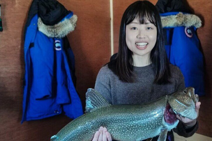 lake trout catch from ice fishing experience