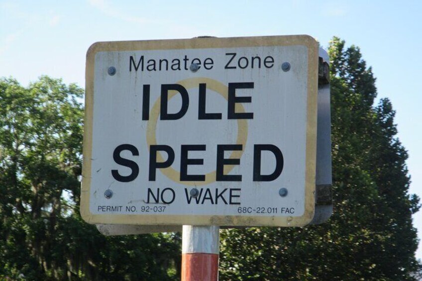 Manatee Zone Idle Speed sign on Kings Bay in Crystal River