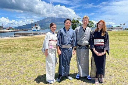 Kagoshima Traditional Oshima Tsumugi Kimono Dressing