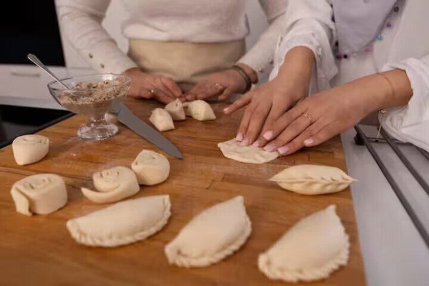 Wrapping Momos.