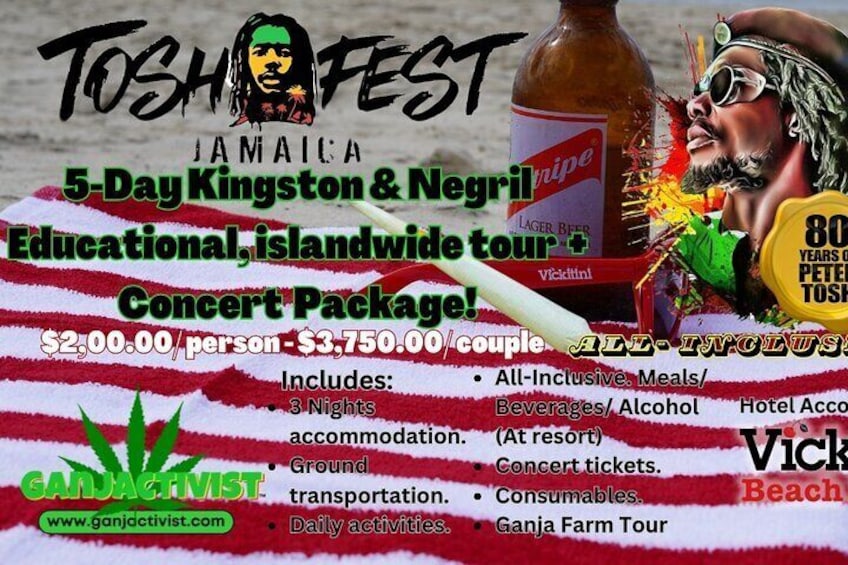 Ganjactivist.com: Tosh Fest 3-day all inclusive Jamaica package.