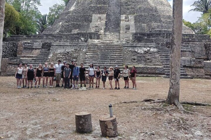 One of the notable Mayan temples at Lamanai is the Jaguar Temple. This pyramid-shaped structure, also known as Structure N10-9, stands about 100 feet (30 meters) tall and features a prominent jaguar m