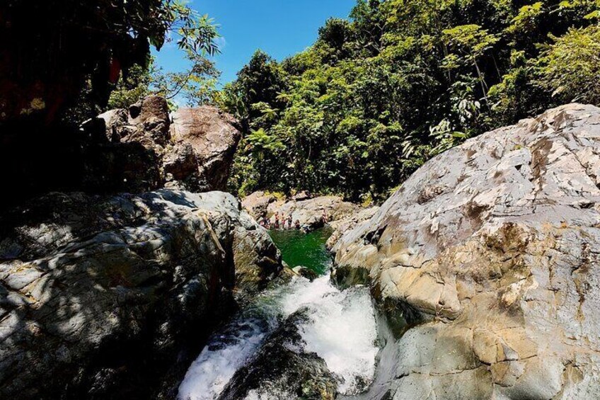 POV of our Experience Guide at the entrance of the second natural water slide.