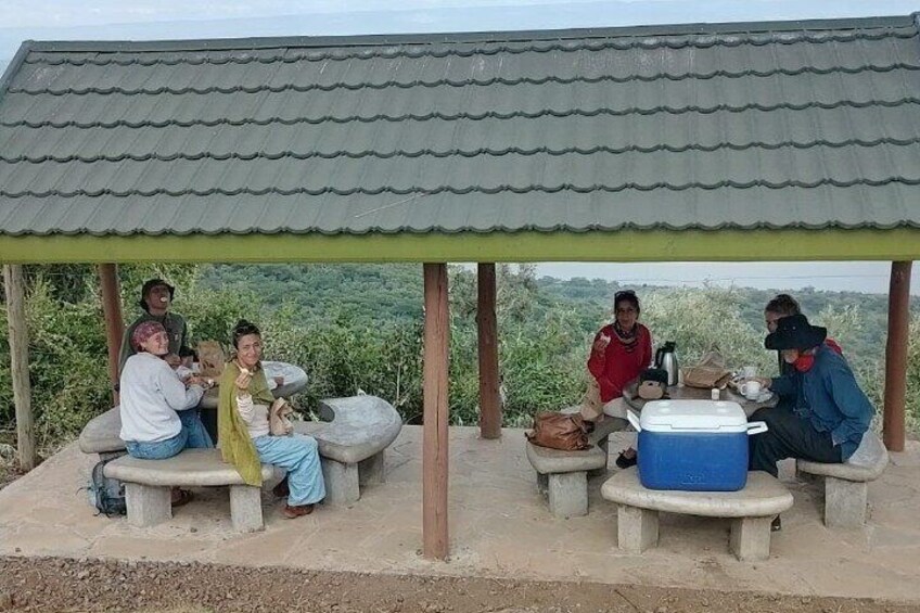 Our guests having Picnic breakfast at lake Nakuru national park.