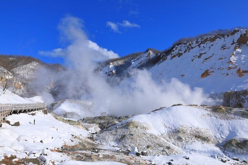 Pure white snow and desolate land in winter.