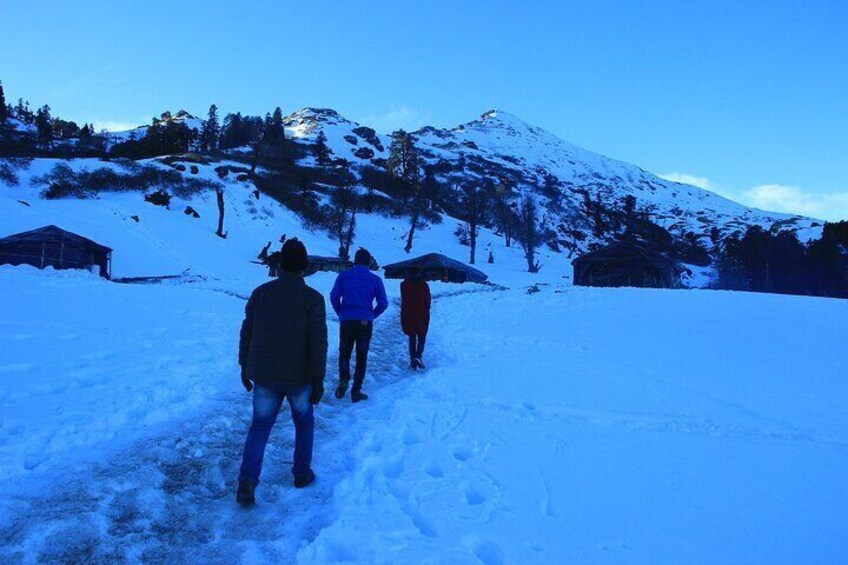 Ascending toward the Kedarkantha Peak from the Kedarkantha BaseCamp