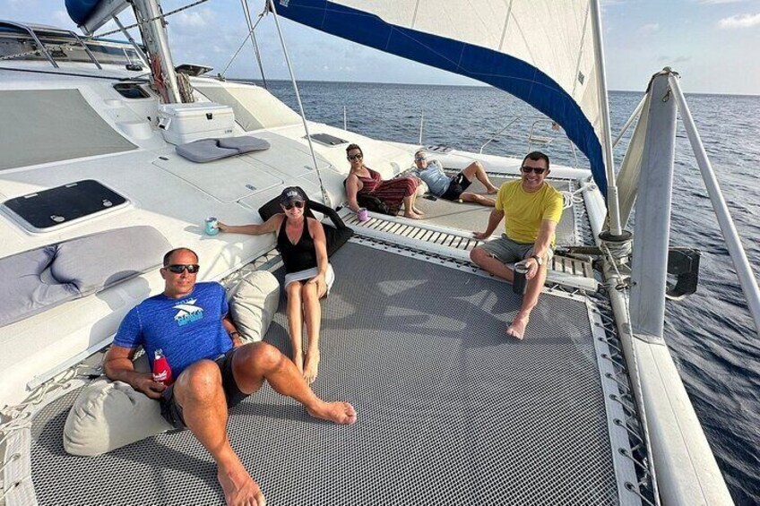 Enjoy our spacious bow as we sail along the coast of Bonaire!