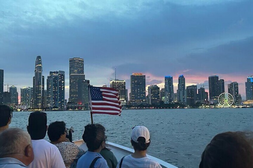 Miami Sunset Skyline City Lights Cocktail Cruise and a Drink