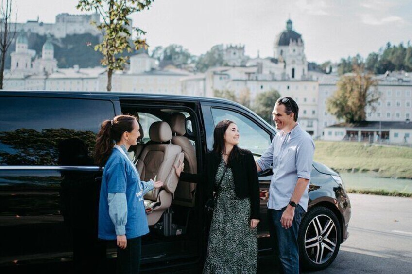 Explore Salzburg in style with our Mercedes minivan: personalized tours, luxury, and freedom, all from your hotel doorstep.