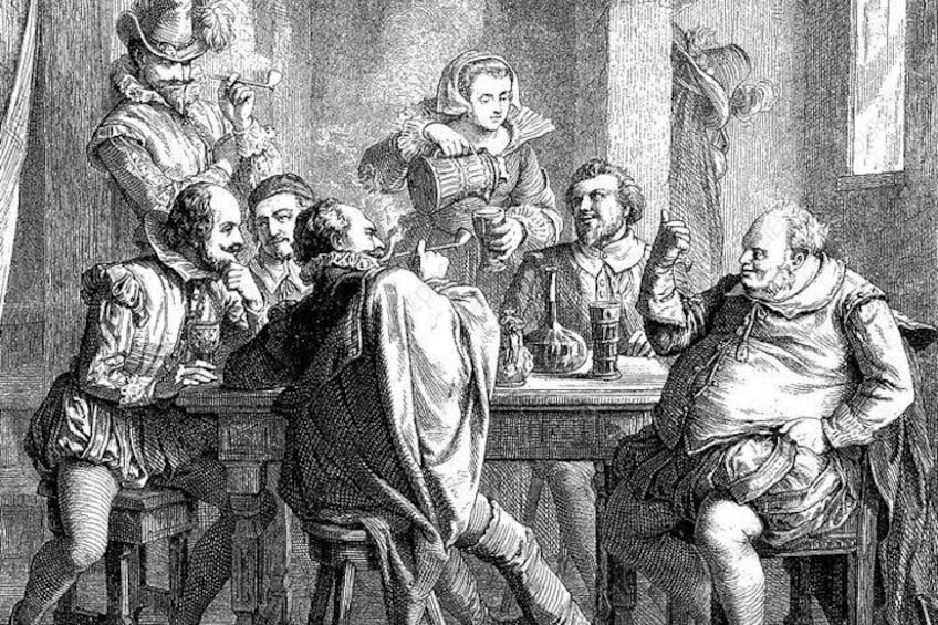 Shakespeare and friends drinking at one of his favourite inns