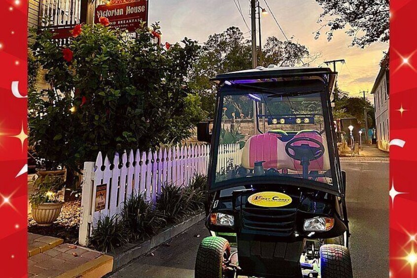 St. Augustine Nights of Lights Tour on Premium Electric Cart