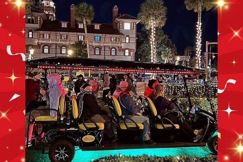 St. Augustine Nights of Lights Tour on Premium Electric Cart