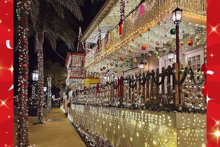 St. Augustine Nights of Lights Tour on Premium Electric Cart