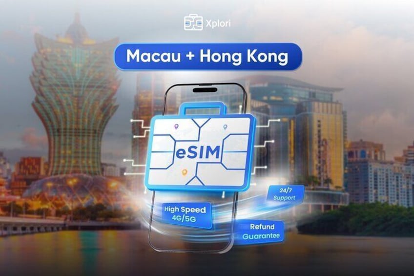 Macau and HongKong eSIM (3 to 30 Days. Up To 60GB of data)