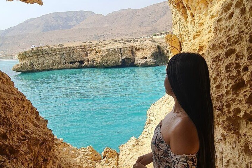 Wadi Shab Romantic Cave Sinkhole Fins Beach Private Tour