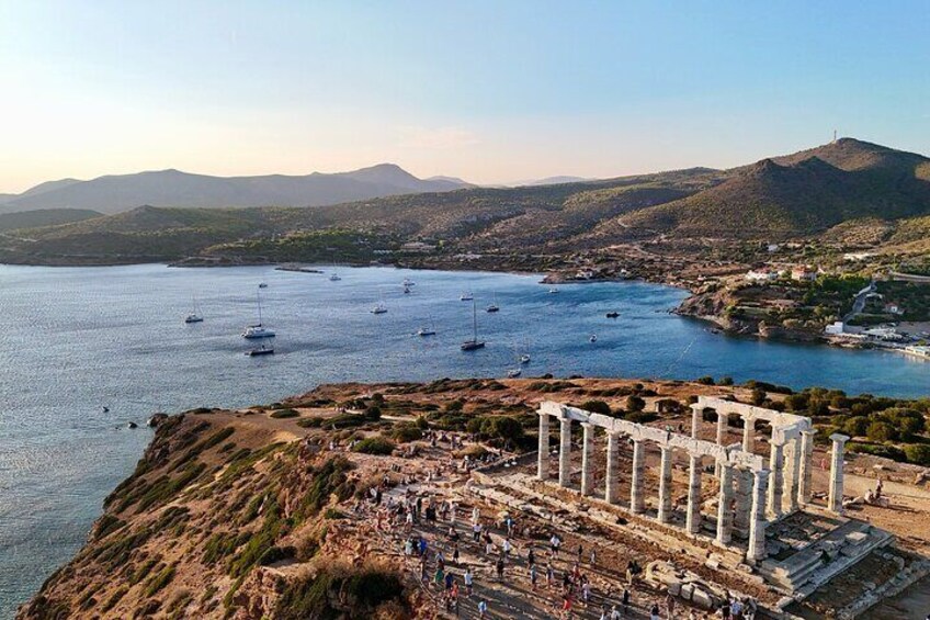 Lose yourself in the majestic temple of Poseidon at cape Sounion