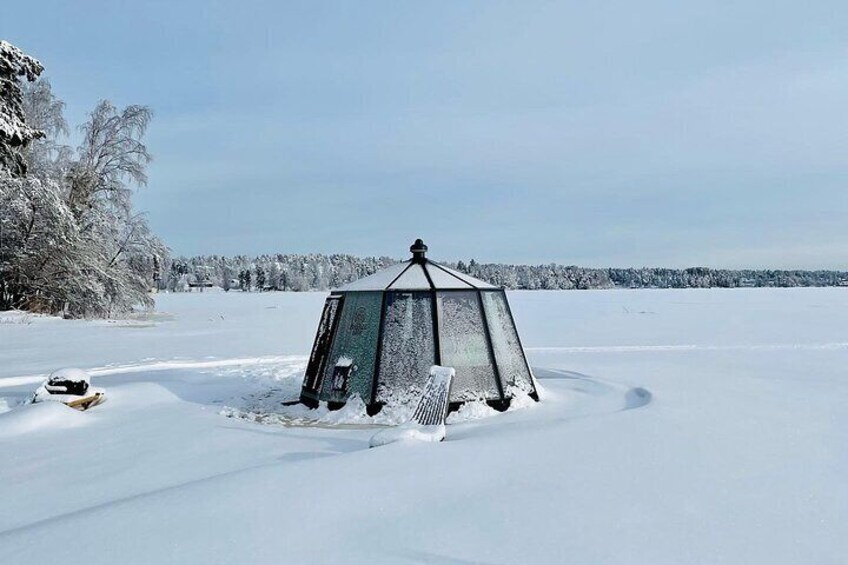 The igloo accommodation after a snowfall
