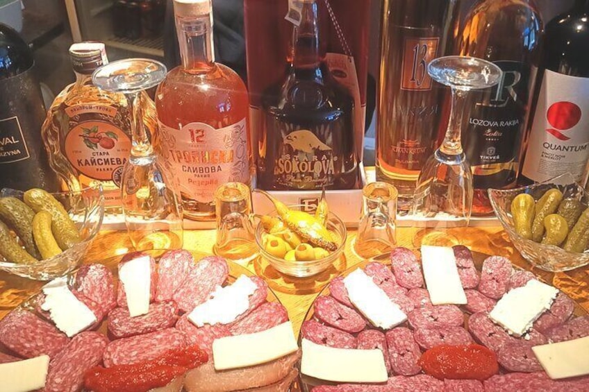 Bulgaria Premium Aged Rakia, Cold Cuts and Pickles Tasting