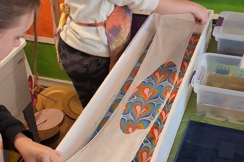 Marbled Silk Scarf, Trucker Hat, Sketchbook or 4 Pieces of Paper