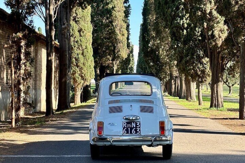 Guided Tour of the Catacombs & Appia Antica Park in Fiat500