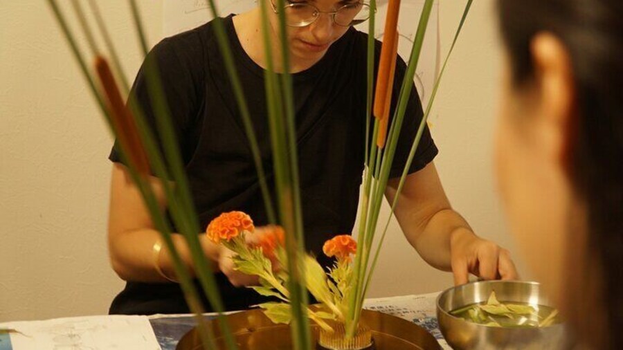 Osaka Learning Ikebana with a Sogetsu School Master