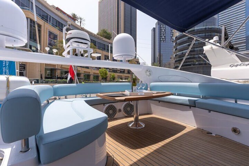 Yacht charter in Dubai Marina with our magnificent yacht Sunseeker 64ft Java