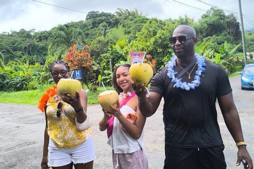 enjoying some fresh coconut water