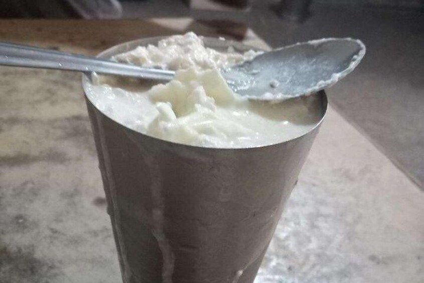 Lassi (Whisked yogurt with sugar)