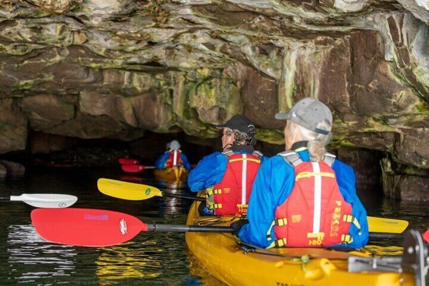 Paddling into Sea Caves on Quail Island