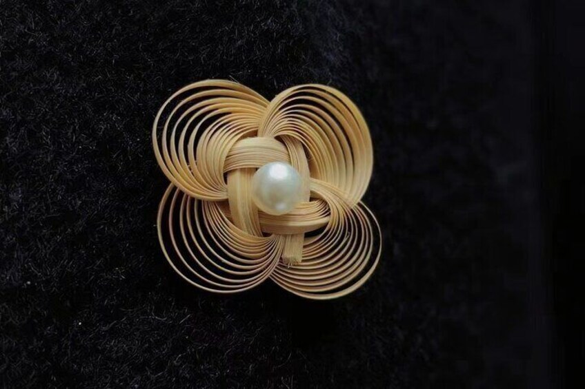 Camellia Jewelry: Bamboo Weaving for Brooch, Earring & Ring