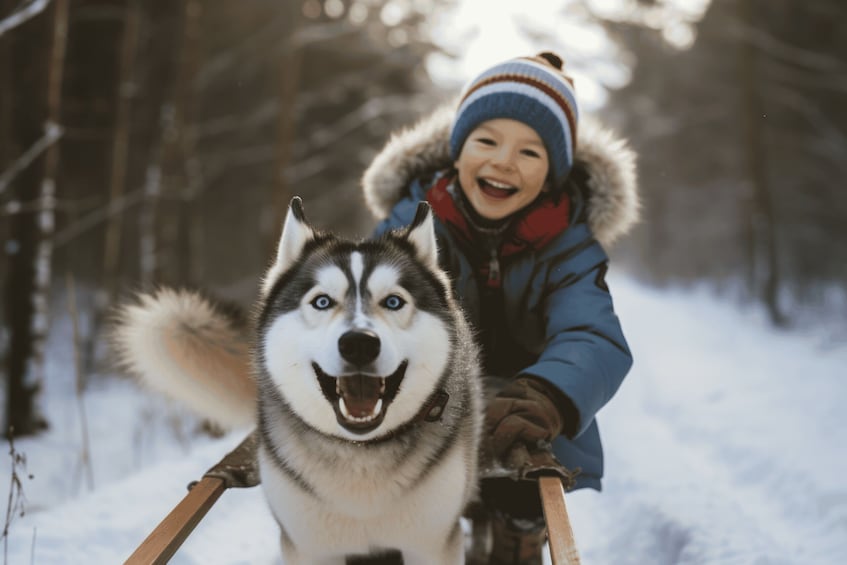 Picture 8 for Activity Polar Night Farm Visit with Kids’ Husky Sledding Option