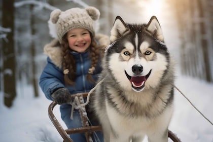 Polar Night Farm Visit with Kids’ Husky Sledding Option